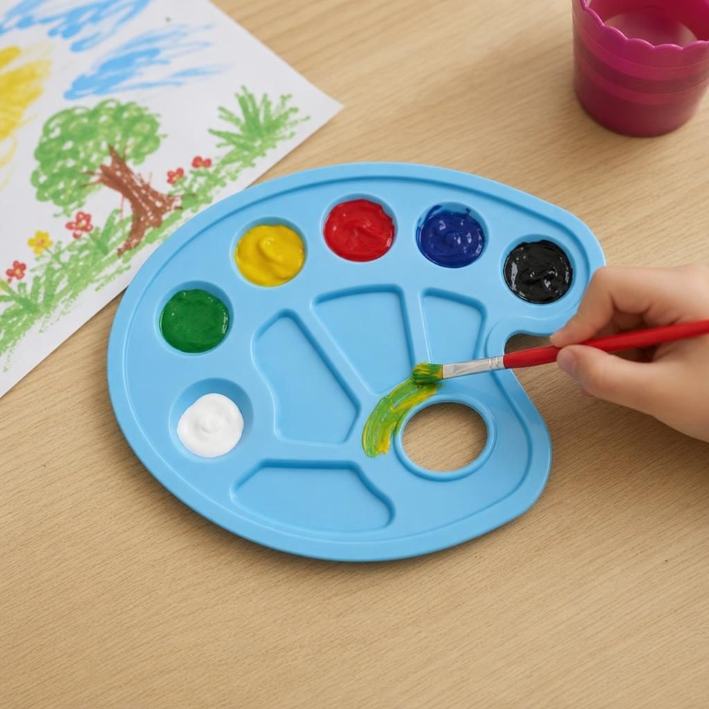 Paleta Pentru Pictura, Tava Amestecat Culori cu 11 Compartimente, Plastic Rezistent, 30 x 20 x 1.7 cm, Albastru
