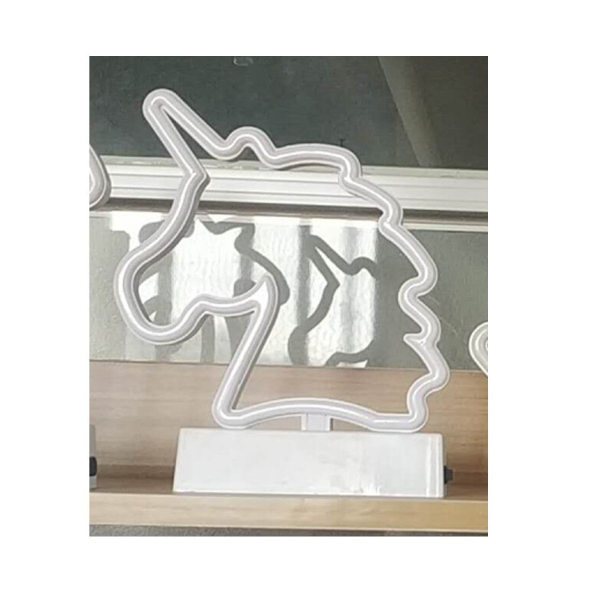Decoratiune Luminoasa Unicorn, Figurina LED cu Baterii, Plastic, Lumina Alb Rece, 25 cm