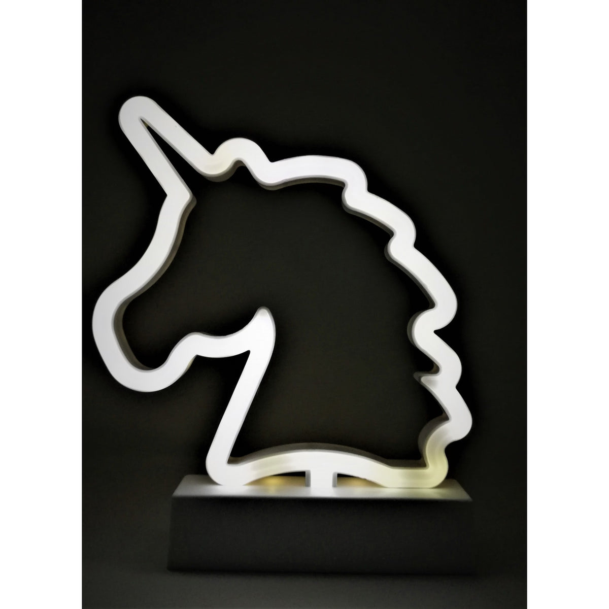 Decoratiune Luminoasa Unicorn, Figurina LED cu Baterii, Plastic, Lumina Alb Rece, 25 cm