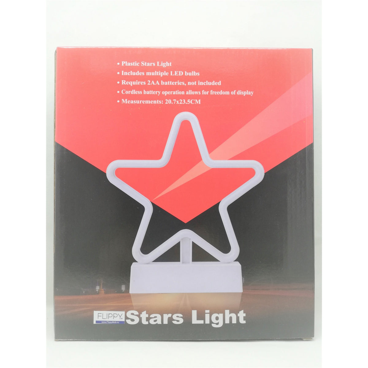 Decoratiune Luminoasa Stea, Instalatie cu Baterii, Material Plastic, Lumina Alb Rece, 25 cm