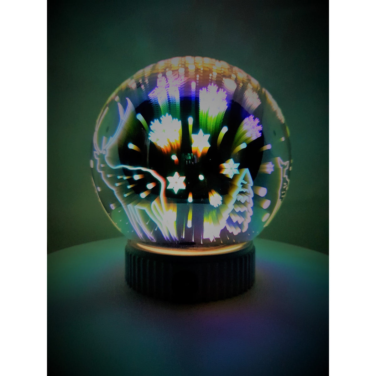 Decoratiune Luminoasa Glob de Craciun cu Mesaje, Iluminare Multicolor, Alimentare USB si Baterii, Plastic, 15 cm
