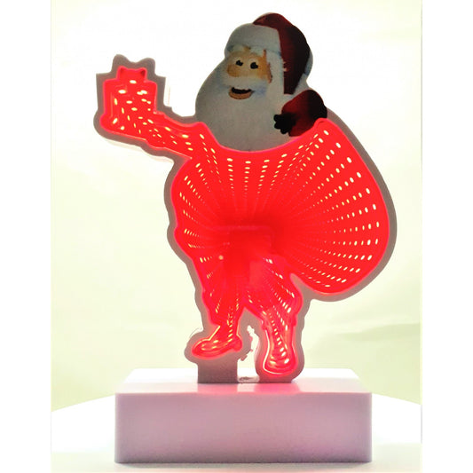 Decoratiune Luminoasa Neon Model Mos Craciun, Lampa LED Ambientala, Alimentare USB sau Baterii, Plastic, 20 cm, Alb Rece