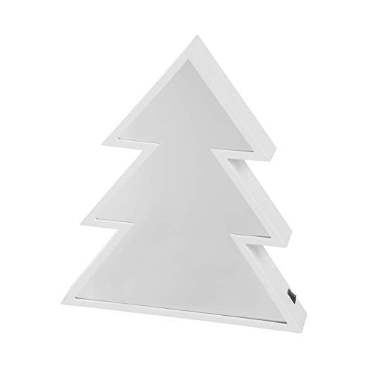 Decoratiune Luminoasa Model Brad, Iluminare LED Alb Cald, Alimentare USB sau Baterii, Plastic, 20 cm