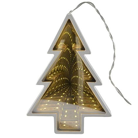 Decoratiune Luminoasa Model Brad, Iluminare LED Alb Cald, Alimentare USB sau Baterii, Plastic, 20 cm