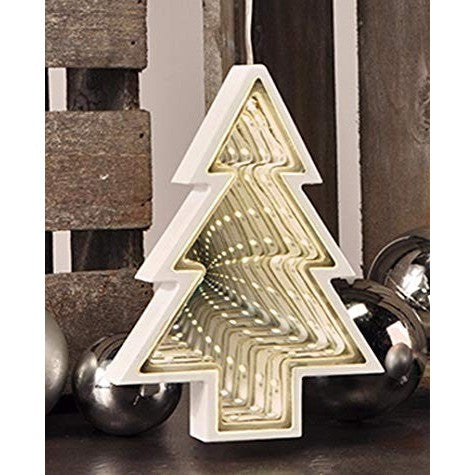 Decoratiune Luminoasa Model Brad, Iluminare LED Alb Cald, Alimentare USB sau Baterii, Plastic, 20 cm