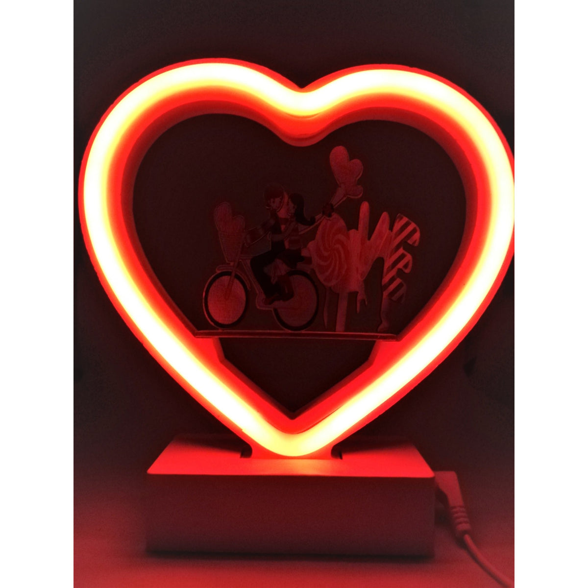 Decoratiune Luminoasa Neon Love, Lampa LED Decorativa cu Baterii si Alimentare Retea, Plastic, 20 cm, Rosu