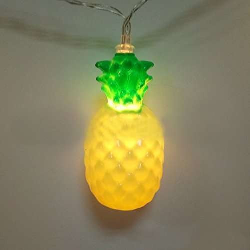 Instalatie De Craciun Tip Sir, Ghirlanda Luminoasa Cu 10 LED-uri, Alimentare Baterii, Model Decorativ Ananas, Galben, 1.5 m