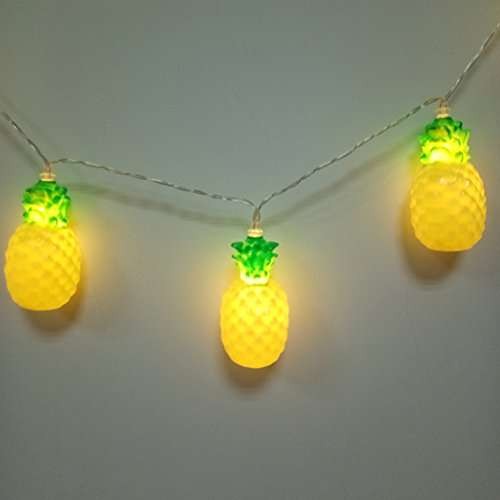 Instalatie De Craciun Tip Sir, Ghirlanda Luminoasa Cu 10 LED-uri, Alimentare Baterii, Model Decorativ Ananas, Galben, 1.5 m