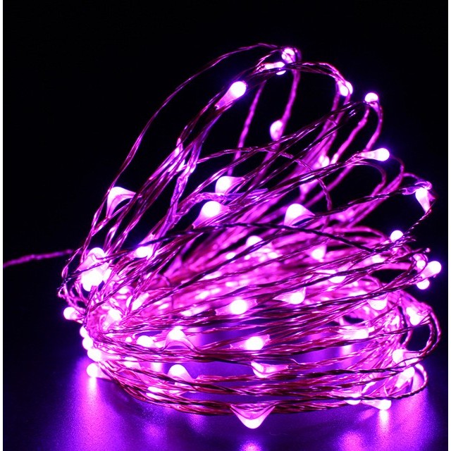 Instalatie de Craciun cu Baterii, Sir din Fir de Cupru Flexibil, 50 LED-uri, 5 m, Roz