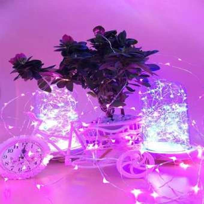 Instalatie de Craciun cu Baterii, Sir din Fir de Cupru Flexibil, 50 LED-uri, 5 m, Roz