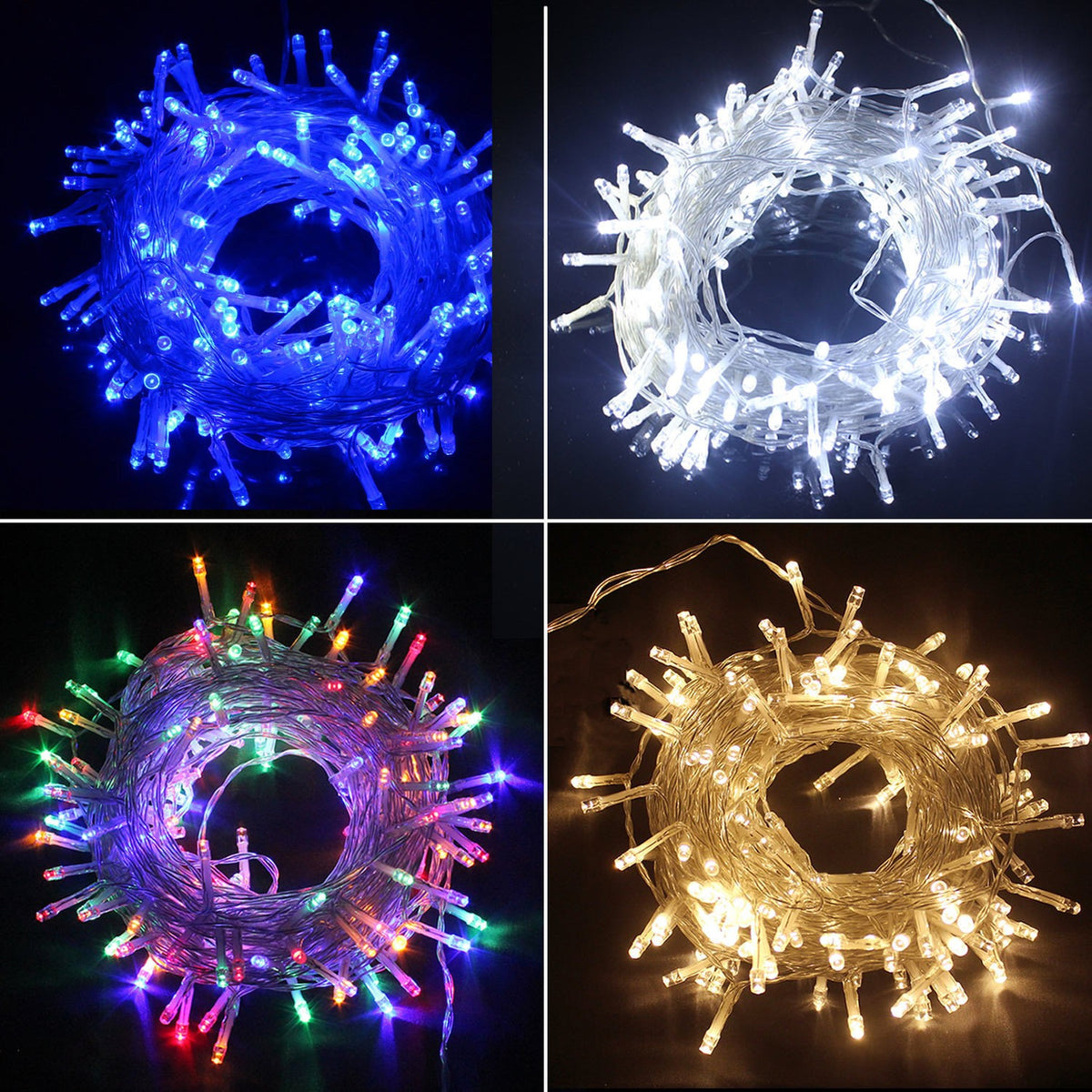 Instalatie de Craciun Tip Sir, 50 LED-uri, Fir Transparent, Alimentare cu Baterii, 5 m, Albastru