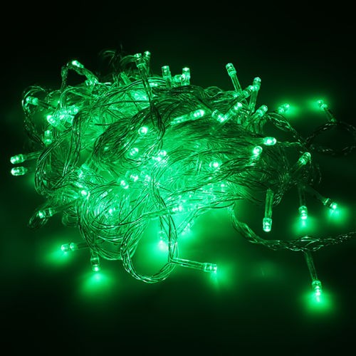 Instalatie de Craciun Tip Sir, 50 LED-uri, Fir Transparent, Alimentare cu Baterii, Exterior si Interior, 5 m, Verde