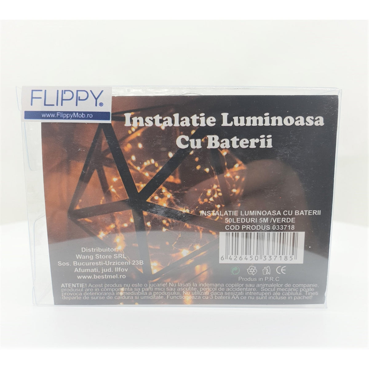 Instalatie de Craciun Tip Sir, 50 LED-uri, Fir Transparent, Alimentare cu Baterii, Exterior si Interior, 5 m, Verde