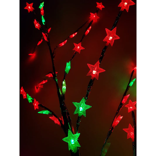 Decoratiune Luminoasa Tip Crenguta cu 72 LED-uri, Model Stelute, Alimentare cu Baterii, Utilizare Interior, Plastic, Multicolor
