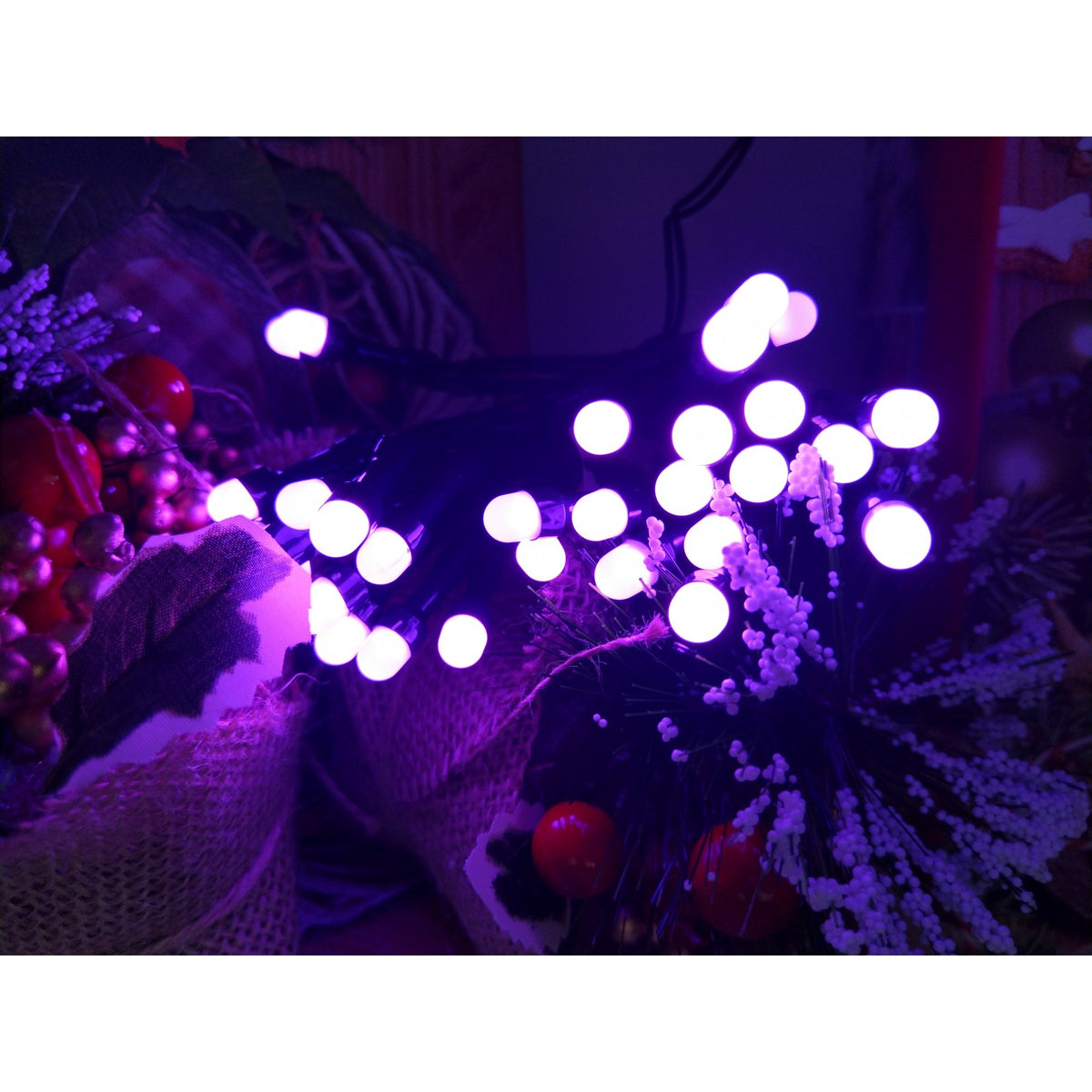 Instalatie de Craciun Tip Sir cu Baterii, Ghirlanda Luminoasa Interior si Exterior, 30 LED-uri, 3 m, Mov