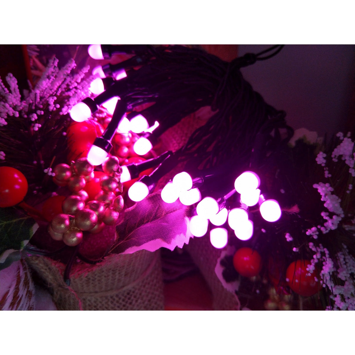 Instalatie de Craciun Tip Sir cu Baterii, 30 LED-uri, Interior, Fir Cupru Flexibil, 3 m, Roz
