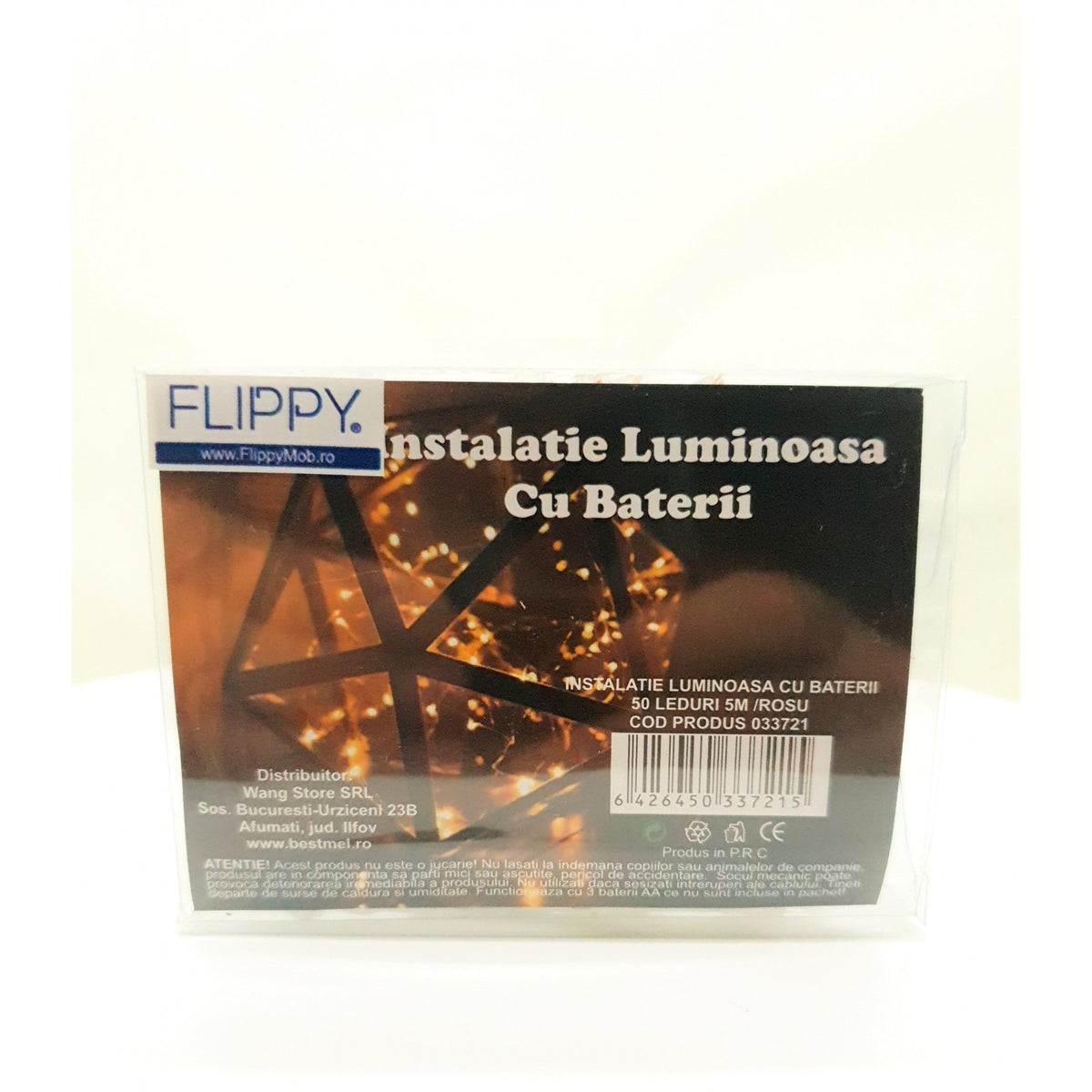 Instalatie Craciun cu Baterii, Tip Sir, Fir Transparent, 50 LED-uri, 5 m, Rosu