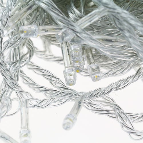 Instalatie De Craciun Tip Sir Cu 50 LED-uri, Alimentare Pe Baterii, Utilizare Interior Si Exterior, Fir Transparent, 5 m, Alb Rece