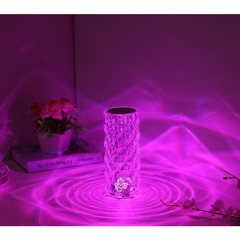 Veioza Decorativa LED RGB, Control Tactil si Telecomanda, Efect Cristal Acrilic, 16 Culori, Reincarcabila, Transparenta