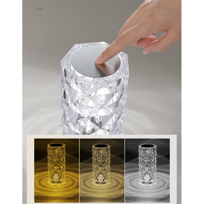 Veioza Decorativa LED RGB, Control Tactil si Telecomanda, Efect Cristal Acrilic, 16 Culori, Reincarcabila, Transparenta
