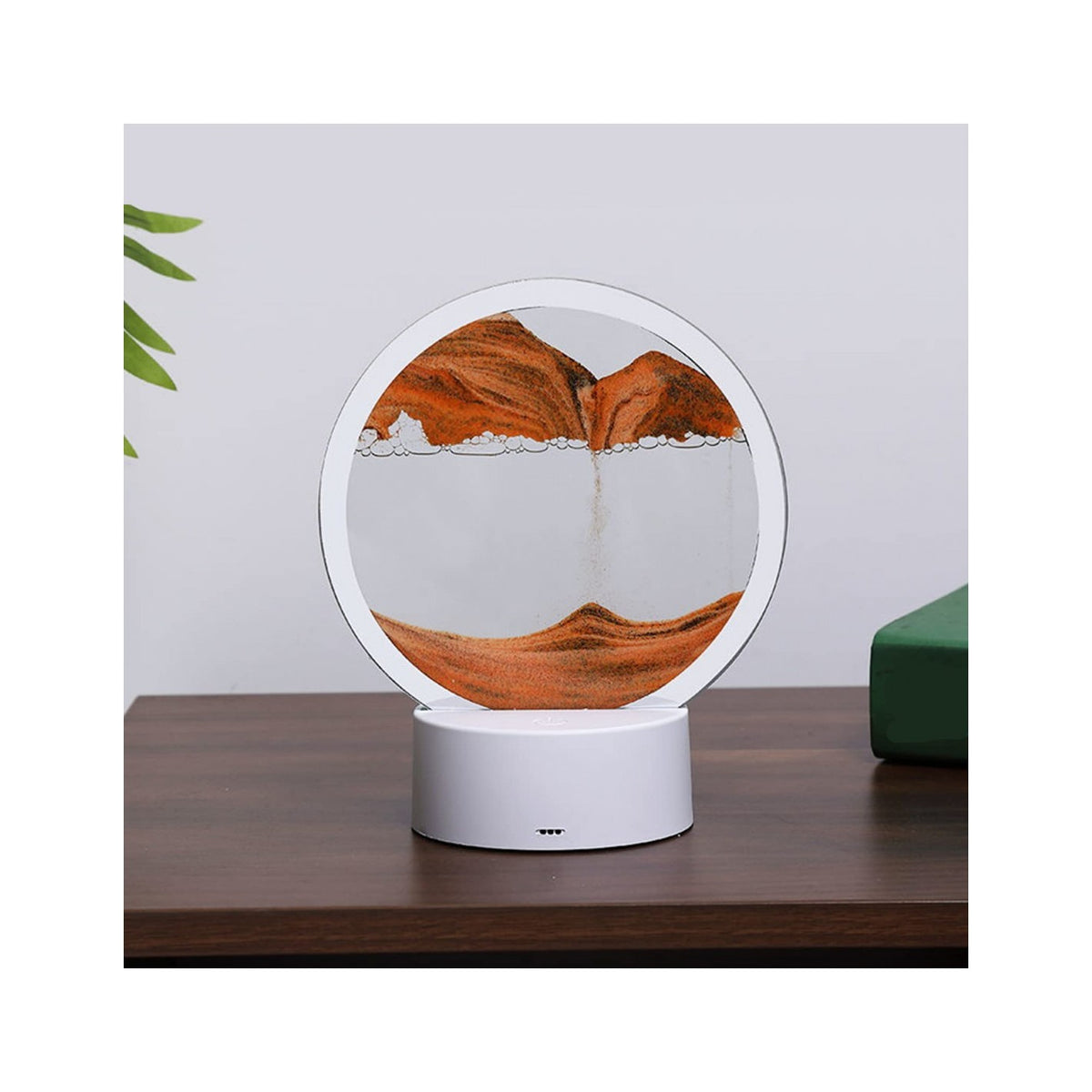Lampa Decorativa Tip Clepsidra Cu Nisipuri Miscatoare, Imagine 3D Dinamica Si Efect Antistres, Alimentare USB Sau Baterii, Sticla Si Acril, 16 x 18.5 cm, Galben
