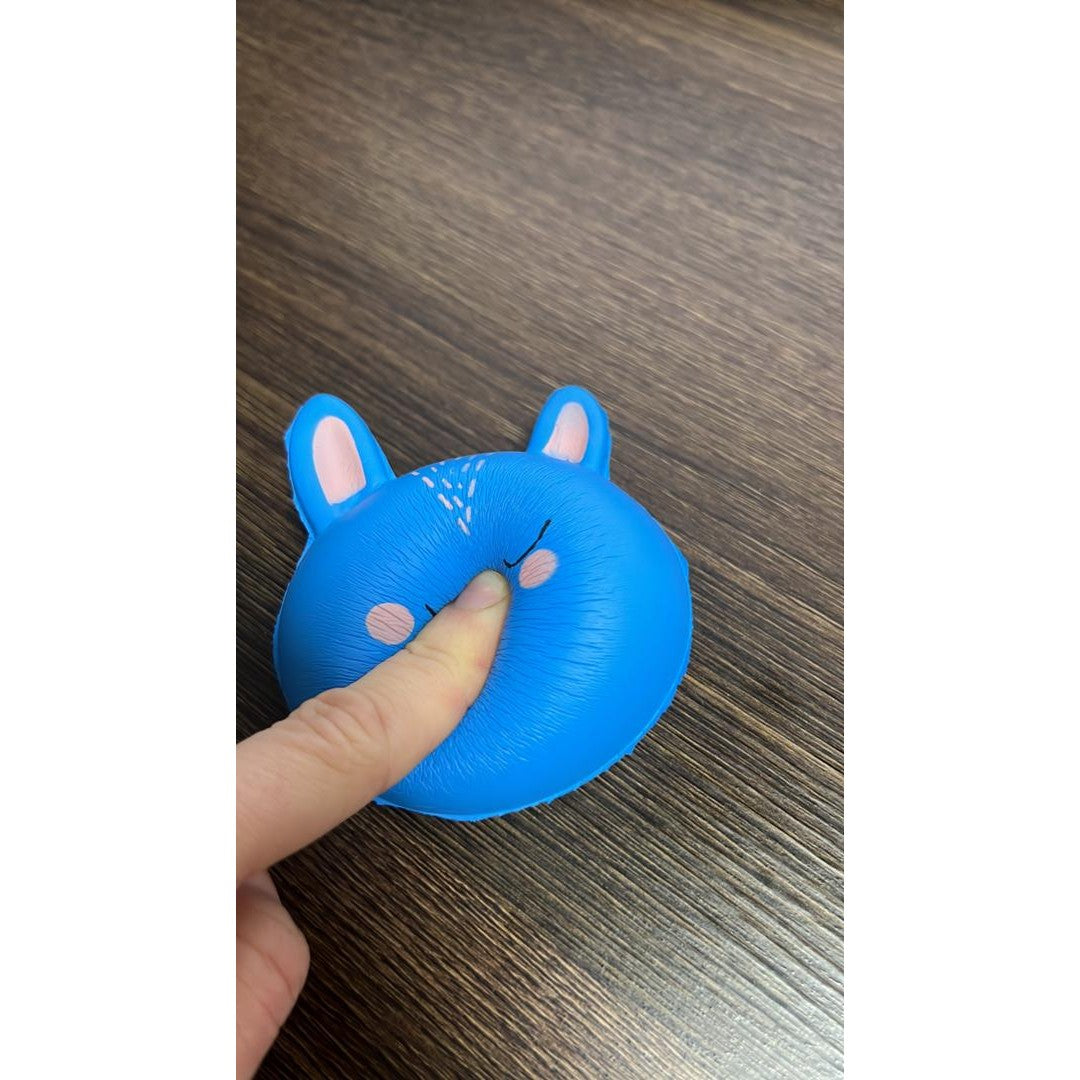 Jucarie Squishy Anti-Stres, Model Pisica cu Crestere Lenta, Spuma PU Parfumata, Albastra