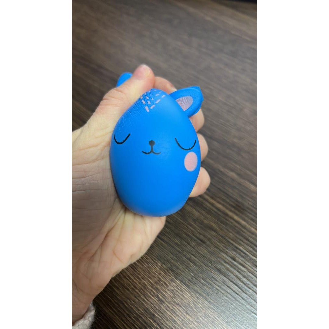 Jucarie Squishy Anti-Stres, Model Pisica cu Crestere Lenta, Spuma PU Parfumata, Albastra