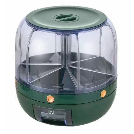 Dozator Cereale Rotativ 360 Grade, Dispenser Alimente cu 6 Compartimente si Inchidere Etansa, Plastic Rezistent, Capacitate 6 L, Verde