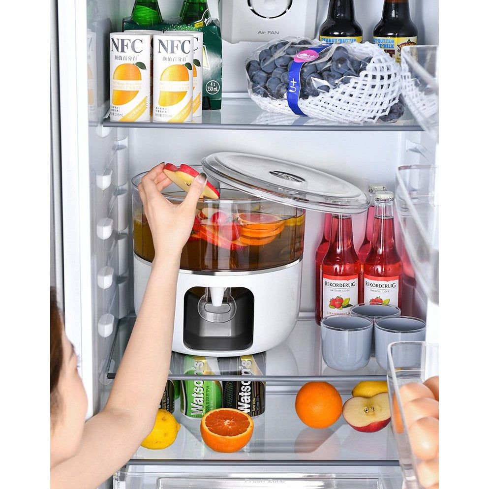 Dozator de Apa Rotativ, Dispozitiv Servire Bauturi cu 3 Compartimente Detasabile, Sistem de Rotire 360 Grade, Plastic Alimentar, Capacitate 5.2 L, Alb