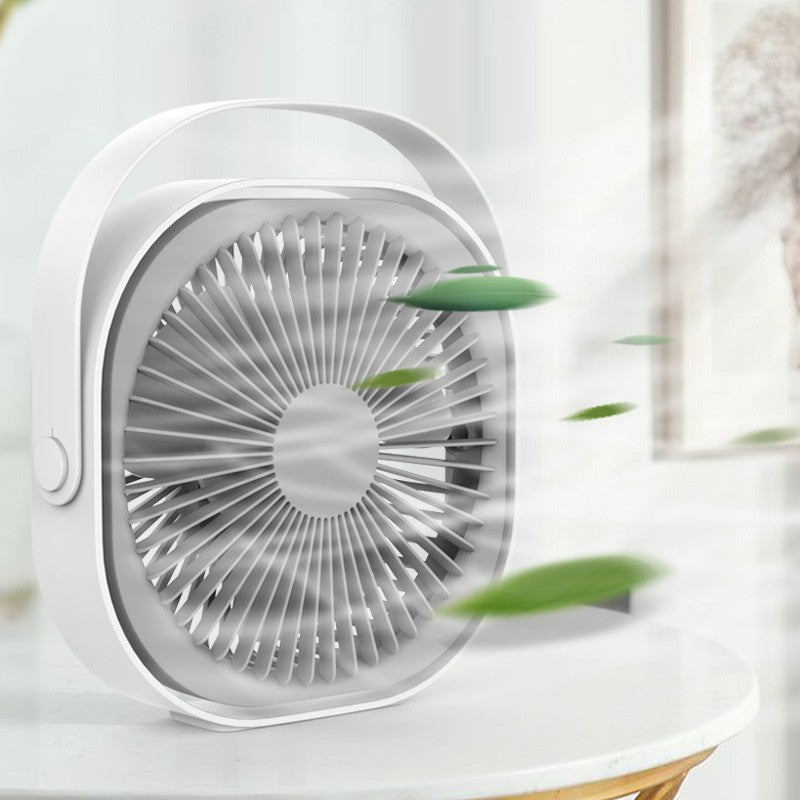 Mini Ventilator Portabil pentru Birou cu USB, Silentios, Rotire 360 Grade, 3 Viteze, Motor Fara Perii, Material ABS, 13.5 x 12.8 cm, Gri