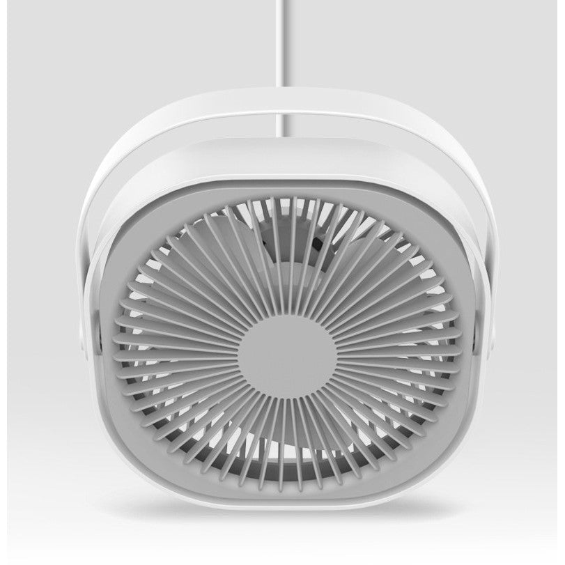 Mini Ventilator Portabil pentru Birou cu USB, Silentios, Rotire 360 Grade, 3 Viteze, Motor Fara Perii, Material ABS, 13.5 x 12.8 cm, Gri