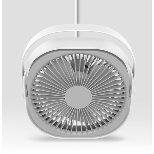 Mini Ventilator Portabil pentru Birou cu USB, Silentios, Rotire 360 Grade, 3 Viteze, Motor Fara Perii, Material ABS, 13.5 x 12.8 cm, Gri