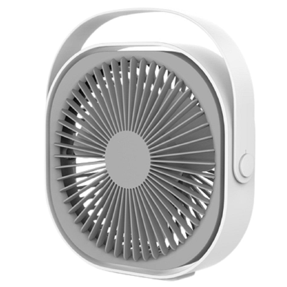 Mini Ventilator Portabil pentru Birou cu USB, Silentios, Rotire 360 Grade, 3 Viteze, Motor Fara Perii, Material ABS, 13.5 x 12.8 cm, Gri