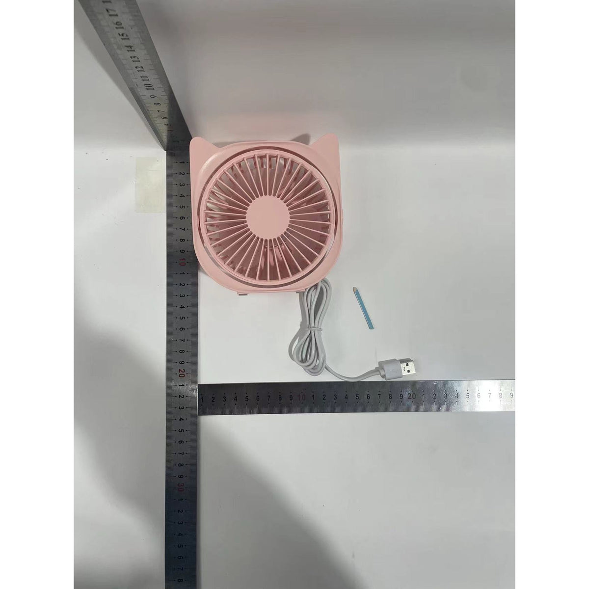 Mini Ventilator de Birou Portabil, USB, Silentios cu 3 Viteze, Rotire 360 Grade, Design Urechi de Pisica, Material ABS, 13.5 x 12.8 cm, Roz