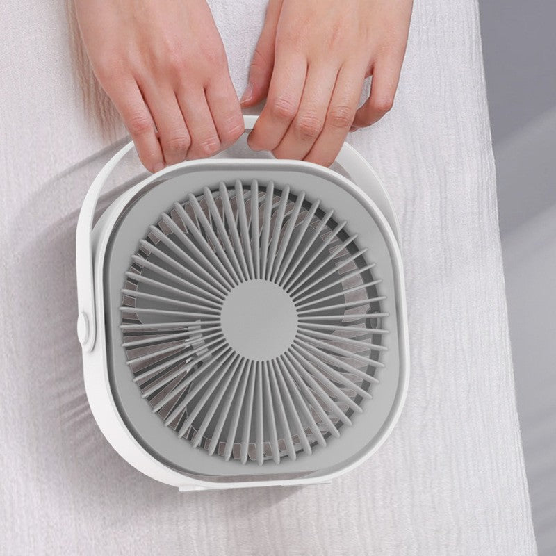 Ventilator de Birou Mini, Portabil cu Alimentare USB, Rotire 360 Grade, 3 Viteze, Motor Silentios fara Perii, Design Urechi de Pisica, Material ABS, 13.5 x 12.8 x 5.5 cm, Alb