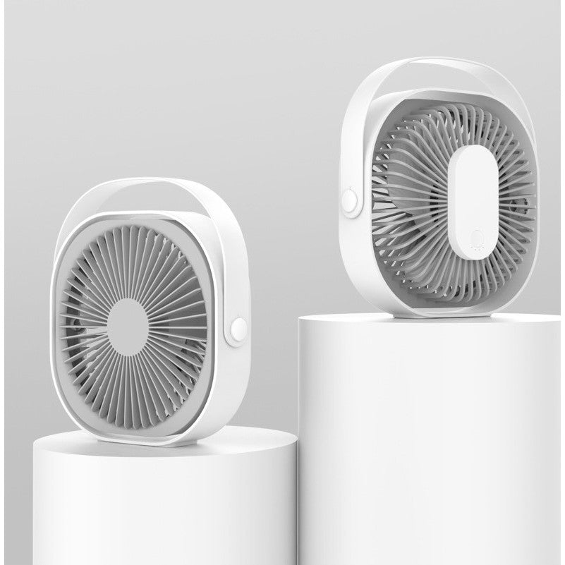 Ventilator de Birou Mini, Portabil cu Alimentare USB, Rotire 360 Grade, 3 Viteze, Motor Silentios fara Perii, Design Urechi de Pisica, Material ABS, 13.5 x 12.8 x 5.5 cm, Alb