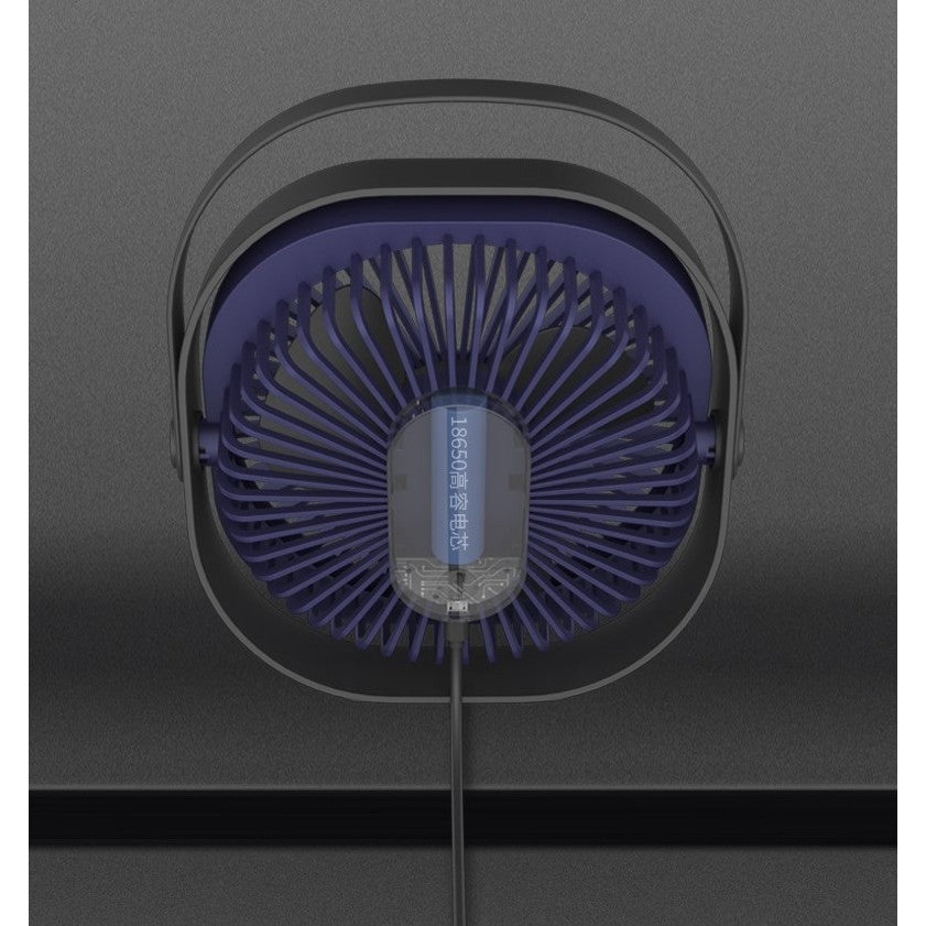 Ventilator Mini De Birou Portabil, Alimentare USB, 3 Viteze Reglabile, Rotire 360 Grade, Motor Silentios Fara Perii, Material ABS, 13.5 x 12.8 cm, Albastru