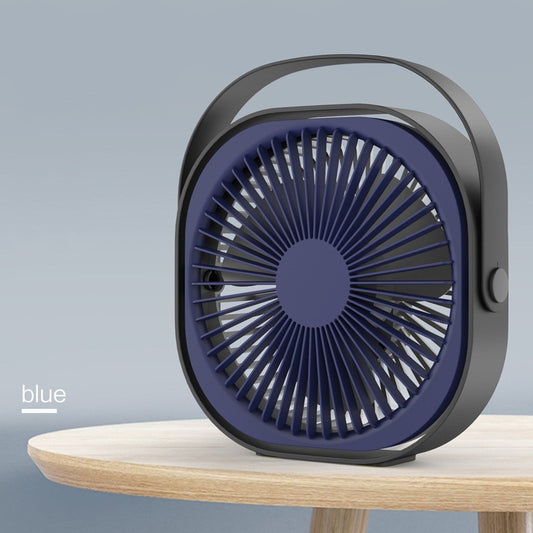 Ventilator Mini De Birou Portabil, Alimentare USB, 3 Viteze Reglabile, Rotire 360 Grade, Motor Silentios Fara Perii, Material ABS, 13.5 x 12.8 cm, Albastru