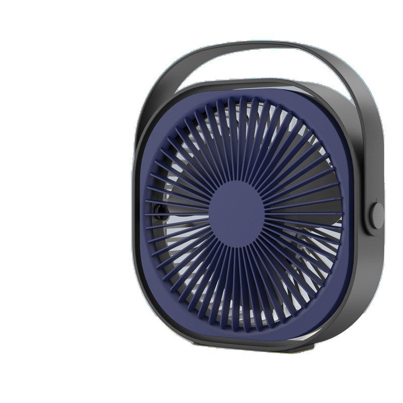 Ventilator Mini De Birou Portabil, Alimentare USB, 3 Viteze Reglabile, Rotire 360 Grade, Motor Silentios Fara Perii, Material ABS, 13.5 x 12.8 cm, Albastru
