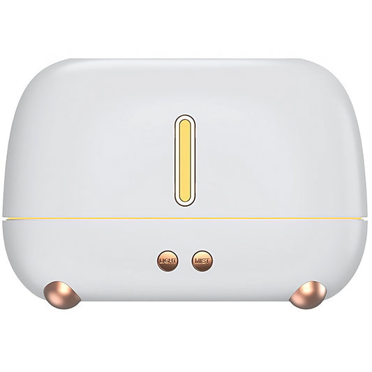 Umidificator Cu Ultrasunete Si Difuzor Aromaterapie, Efect Flacara Realist Cu 7 Culori LED, Silentios 30dB, Oprire Automata, Alimentare USB-C, ABS, 250 ml, Alb