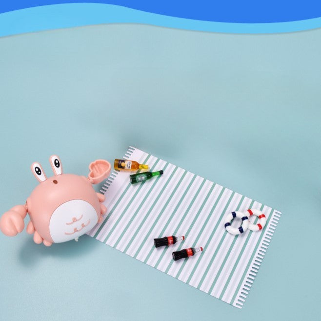Jucarie De Baie Pentru Copii, Crab Interactiv Cu Fir Declansator, Material Durabil, 10 cm, Roz