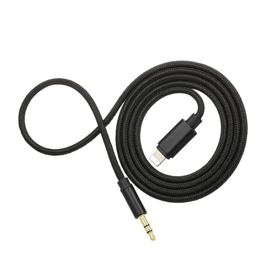 Cablu Audio Adaptor Lightning la Jack 3.5 mm, Conector Auxiliar pentru iPhone, iPad si iPod, Material TPE si Cupru, Lungime 1m, Negru