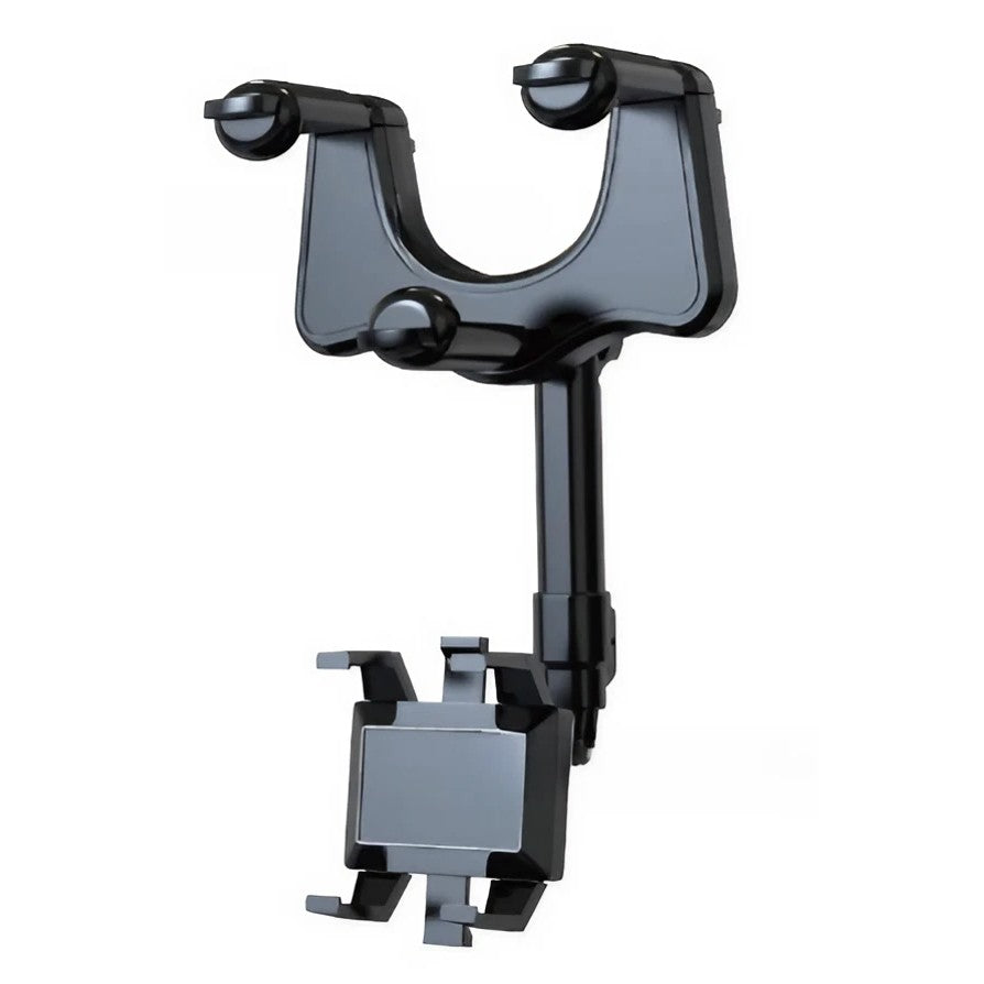 Suport Auto Pentru Telefon Cu Fixare Pe Oglinda Retrovizoare, Model Y611, Brat Retractabil Si Rotativ 360 Grade, ABS, Negru