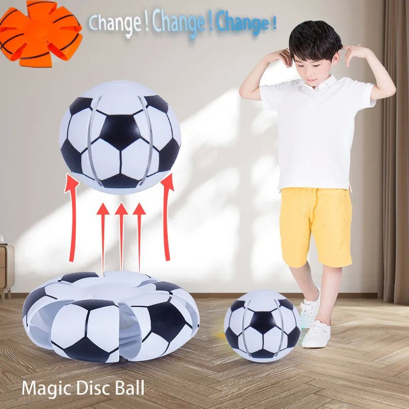 Minge UFO Interactivă, Transformabilă Din Minge În Disc Zburător, Cauciuc Moale, Alb-Roșu, 8 cm