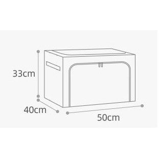 Cutie de Depozitare Pliabila, Organizator Haine si Lenjerii cu Cadru Metalic, Fereastra Frontala si 2 Usi cu Fermoar, Bumbac si In Impermeabil, 66 L, 50x40x33 cm, Bleu