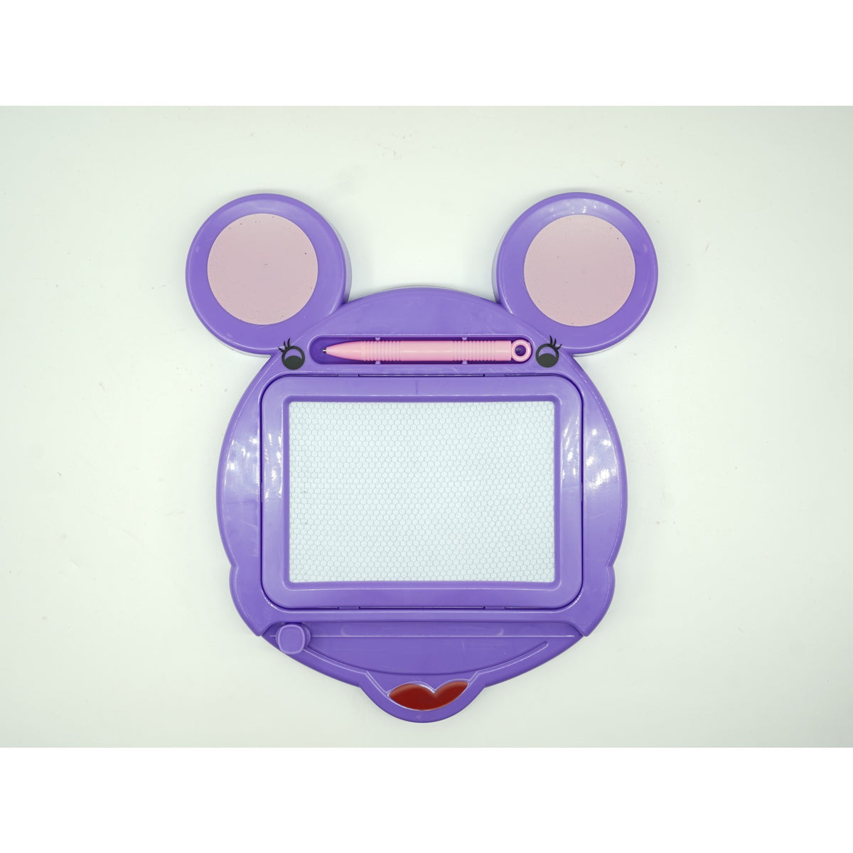 Tabla Magnetica pentru Desen si Scris, Model Soricel cu Pix si Glisor de Stergere, Jucarie Educativa, Plastic, 23x26.5 cm, Mov