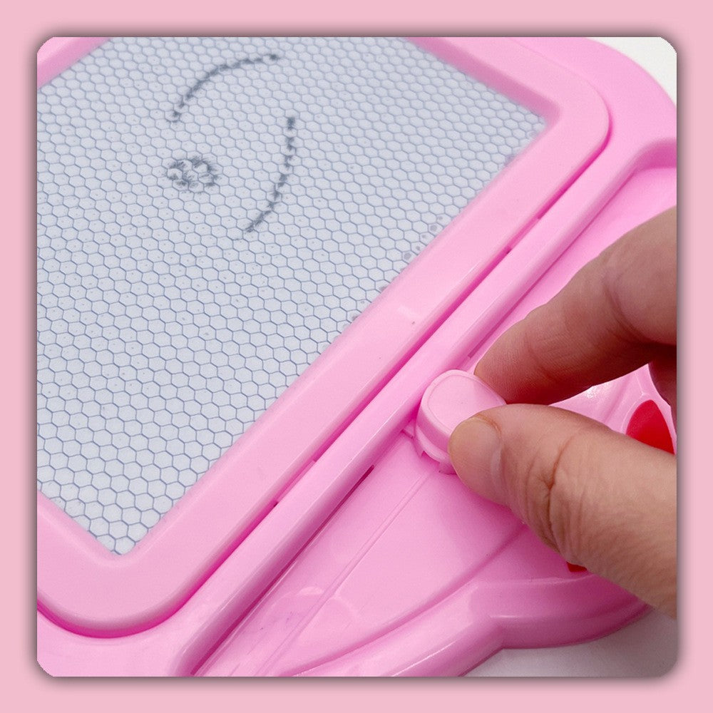 Tabla Magnetica pentru Desen si Scris, Model Soricel cu Pix Inclus, Functie de Stergere Rapida, Material Plastic, 23x26.5 cm, Roz