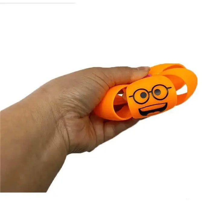 Minge Zburătoare UFO, Transformabilă Din Disc În Sferă Cu Lumini LED, Cauciuc Moale, Model Dovleac, 8 cm