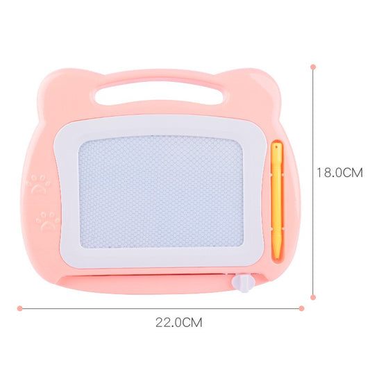 Tabla Magnetica pentru Scris si Desenat, Ecran de Sters cu Glisor Interactiv, Plastic Rezistent, Include Pix si Picioare Suport, 23x17 cm, Portocaliu