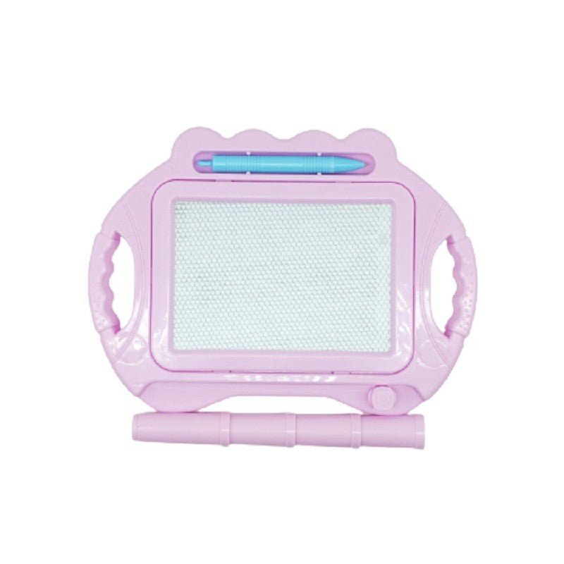 Tabla Magnetica Pentru Desen Si Scris, Ecran Sterge-Tot Cu Glisor, Include Pix Si Picioare Suport, Design Dreptunghiular, Plastic Rezistent, 23x17 cm, Roz Pal